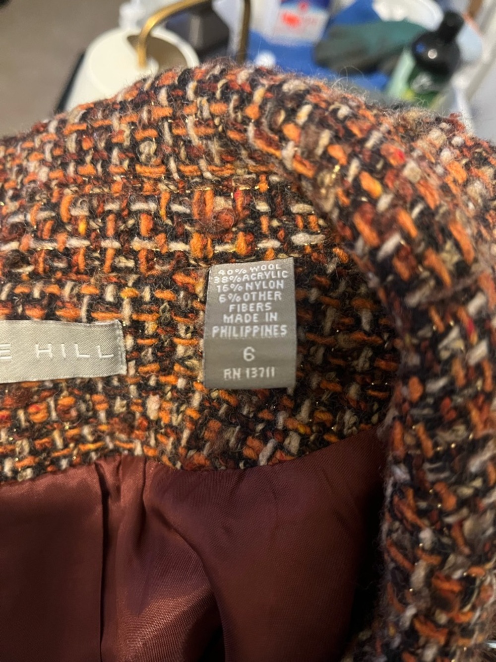 Kate Hill Brown Multi-Tone Tweed Cropped Blazer - Picture 6 of 8